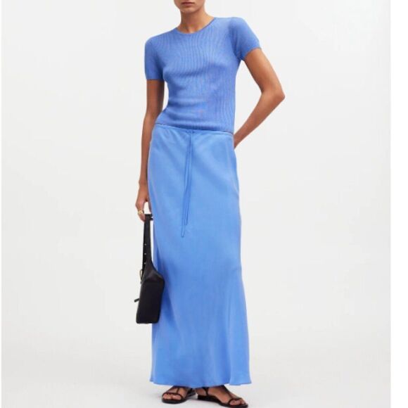 Madewell NQ794 Tie-Waist Maxi Slip Skirt in Cupro Blend NWT size 12 - Picture 6 of 11